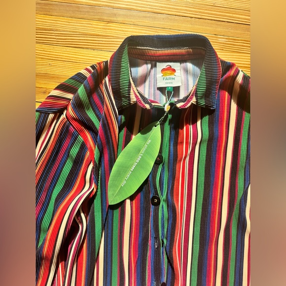 FARM Rio Multicolor Pipa Stripes Pleated Shirt - Picture 3 of 4